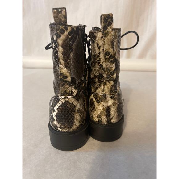 Report Zander Snake Print  Lace Up Zip Side Solid Mesh Toe Combat Boot Size 7 - Picture 4 of 9